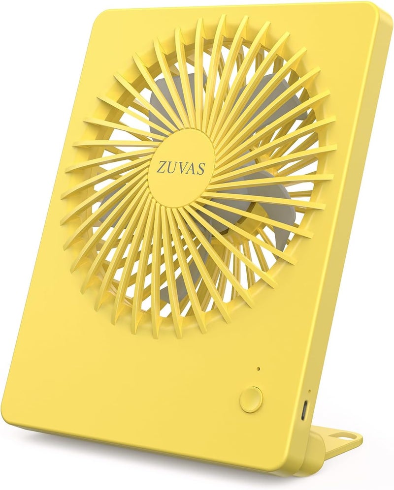 Zuvas Desk Fan Battery Operated Fan Rechargeable 180°Tilt Folding Personal Fan Ultra Quiet Small Portable 3 Speed Adjustable Strong Wind Fan For Office Bedroom Home Desktop Camping (Yellow) - Image 1
